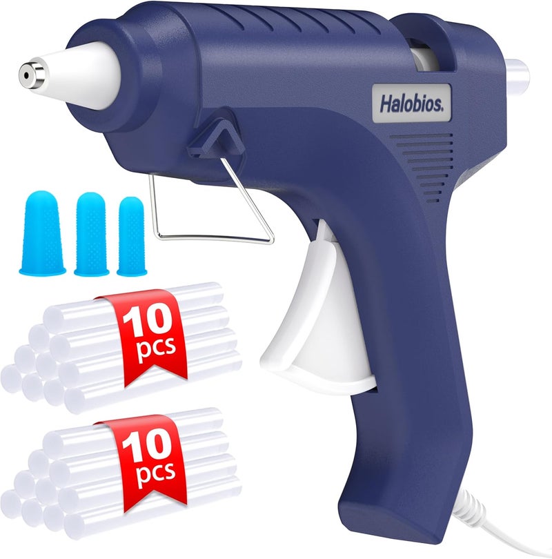 Halobios Hot Glue Gun with Preheating, 20 Glue Sticks, Full Size for DIY Crafts & Home Repairs (40W Blue) - Image 1